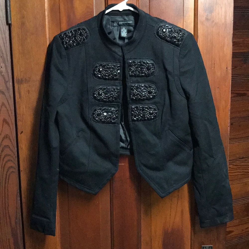 Black Embellished Military-Style Women’s Jacket